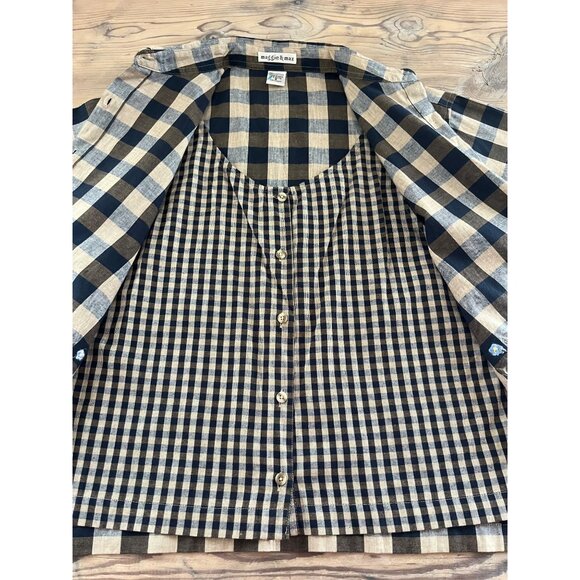 VTG 90s Maggie & Max Button Up Shirt Womens S Navy Buffalo Plaid Embroidered - Picture 7 of 7